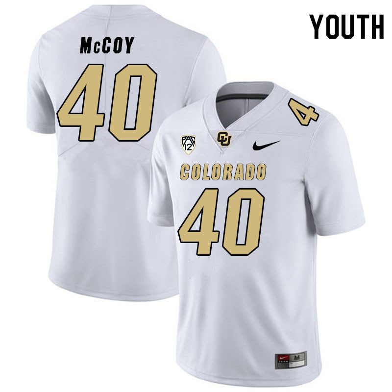 Youth #40 Taje McCoy Colorado Buffaloes College Football Jerseys Stitched Sale-White - Click Image to Close